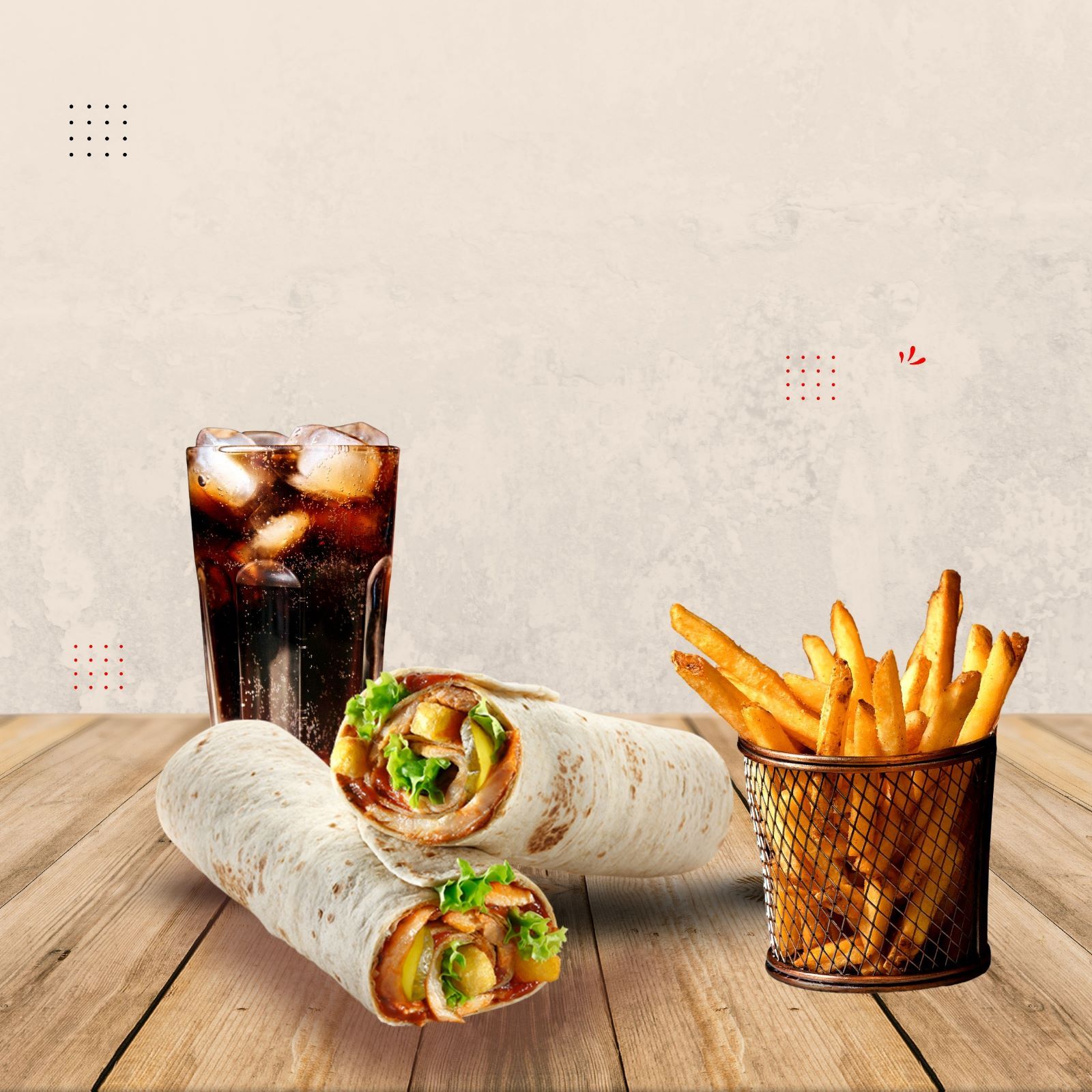 2 Dürüm + Litrelik İçecek + Patates Kızartması
