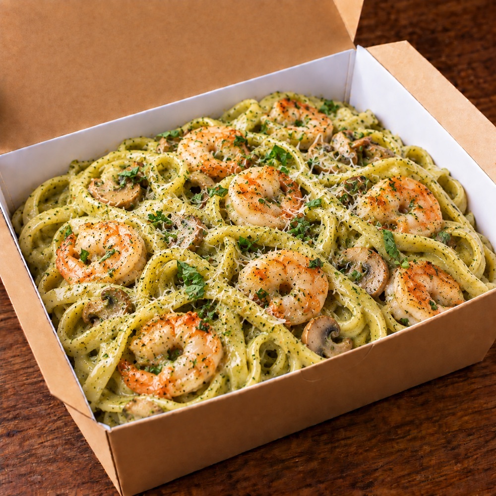 Pesto Karides Fettuccine