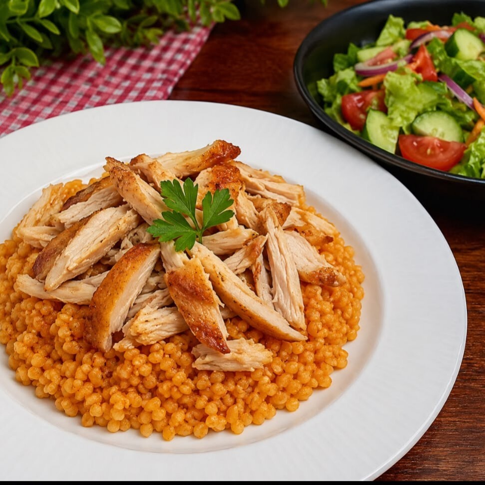 Bol Tavuklu Bulgur Pilavı Mevsim Salatası