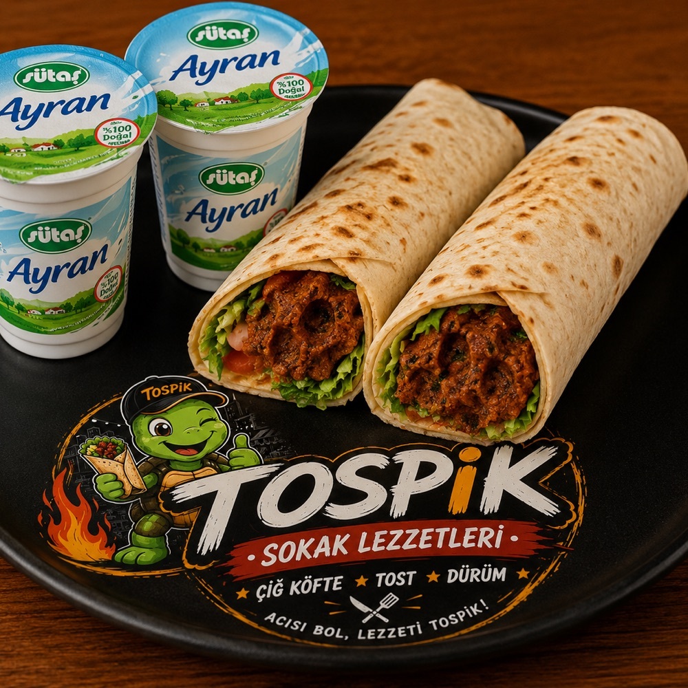Atıştırmalık Kanka Menüsü Bay Şefim 2 Tane Çiğ Köfte (125 gr) + 2 Tane Küçük Ayran