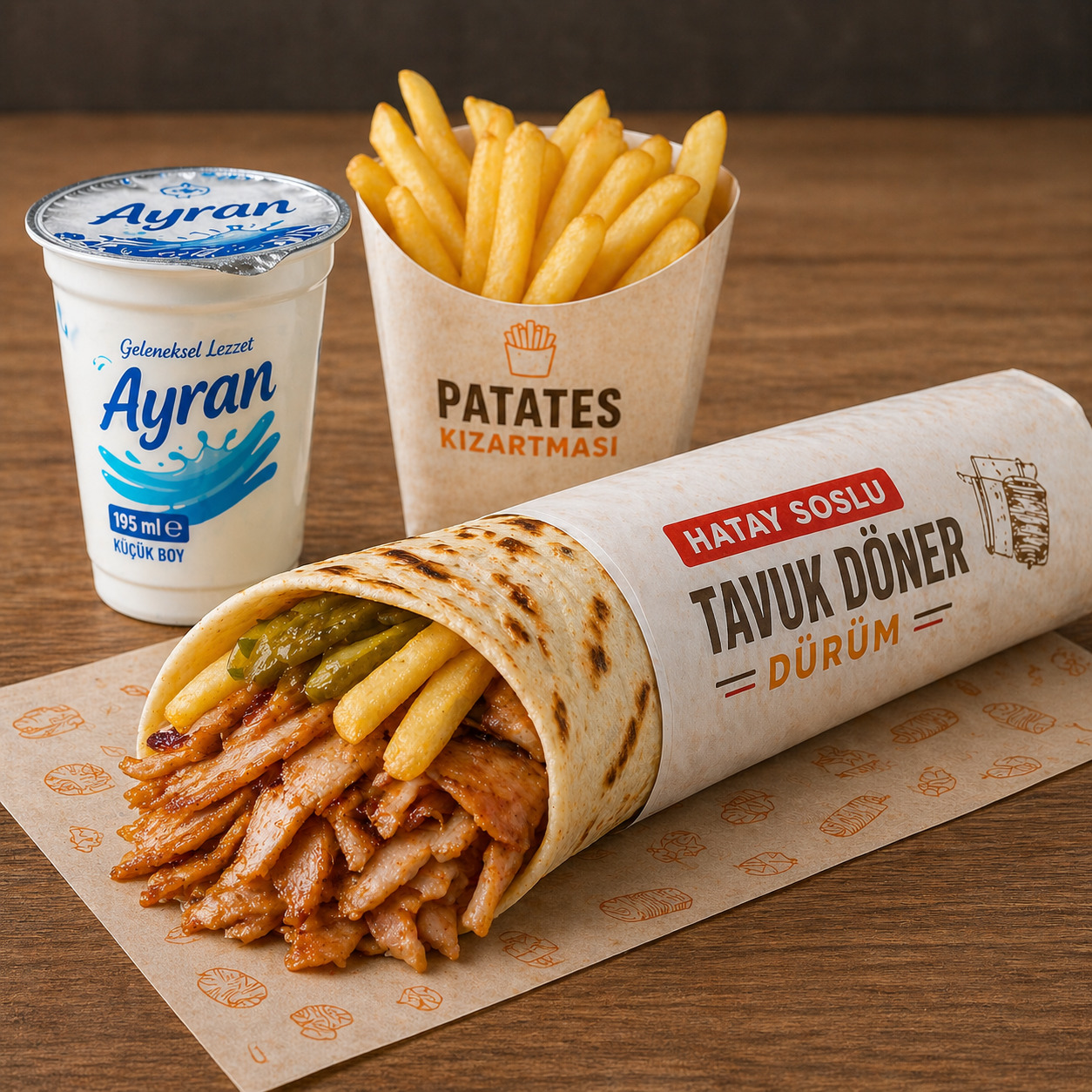 Medium Hatay Soslu Tavuk Dürüm Menü