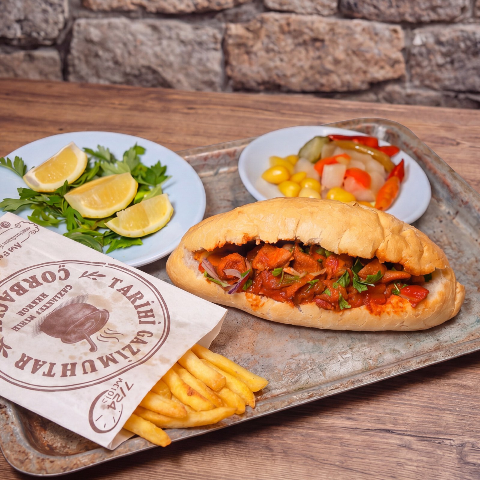 Gazimuhtar Ekmek Arası Enfes Sebzeli Baharatlı Tavuk Sote