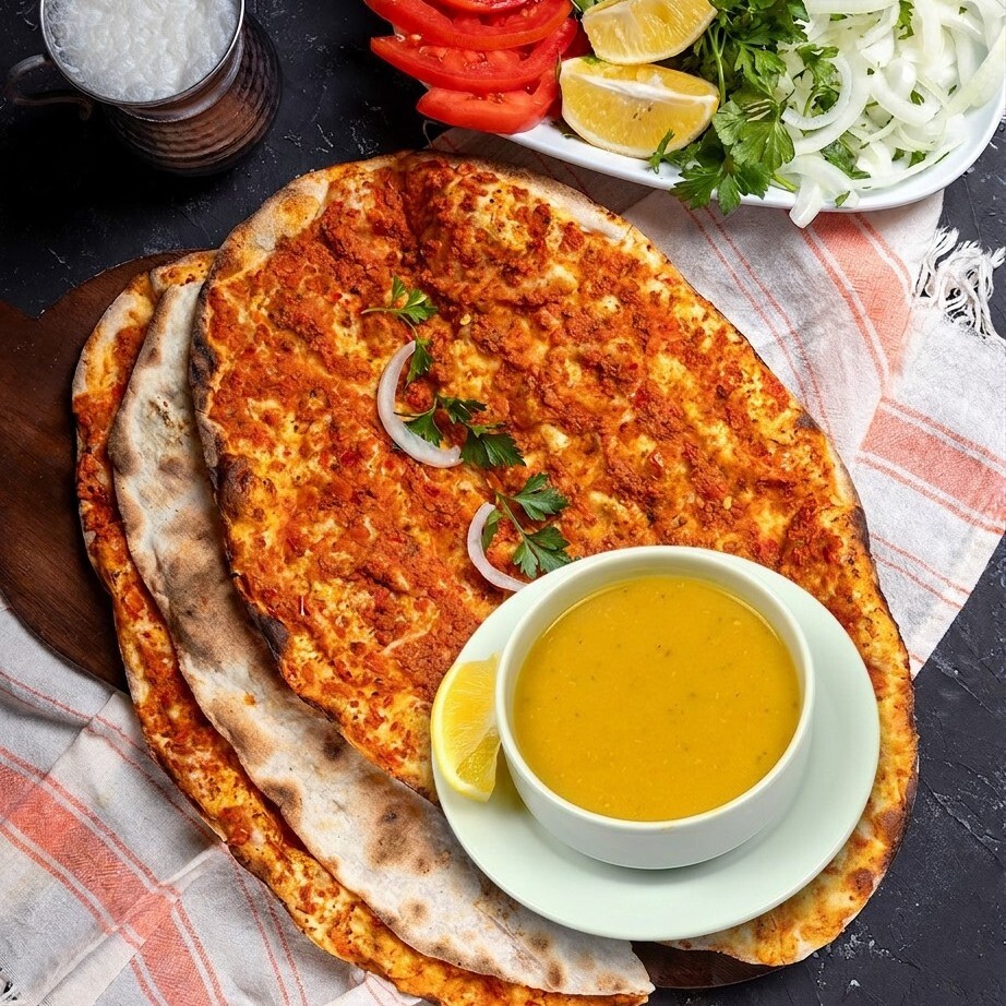 1 Menü (2 Kürek Lahmacun + 1 Çorba + 1 Ayran (30 cl))