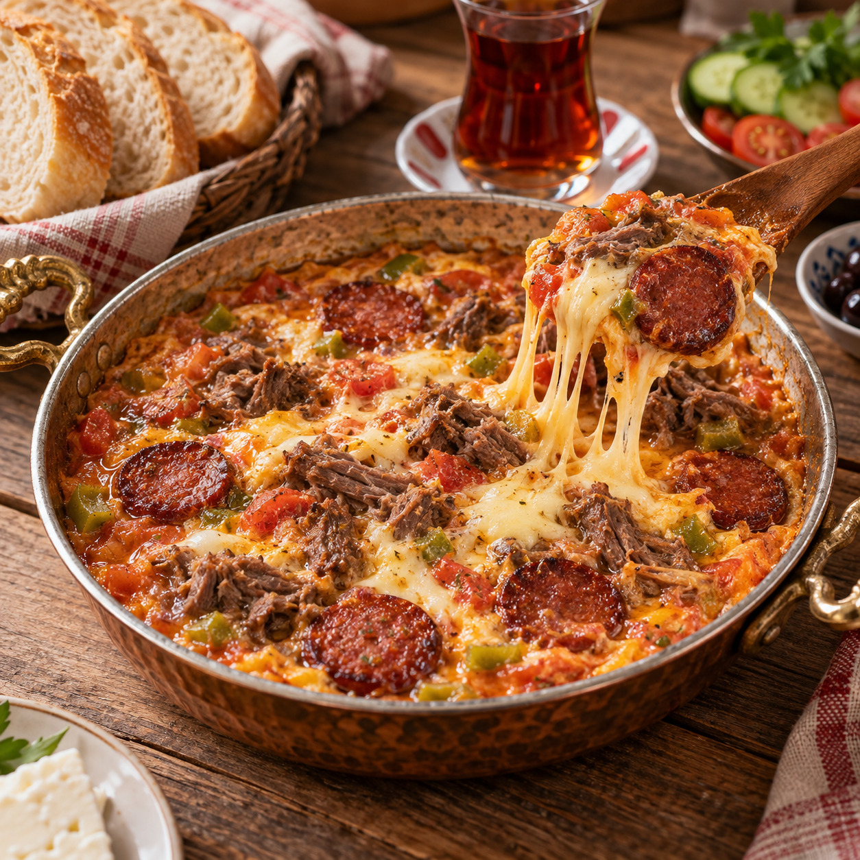 Manchi's Kaşarlı Kavurmalı Sucuklu Menemen