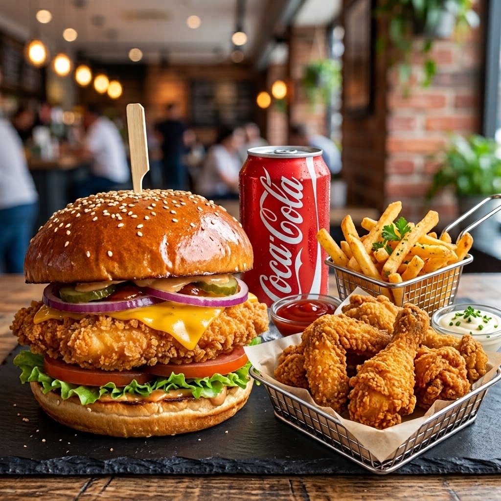 Chicken Burger & Çıtır Tavuk Parçaları & Patates & İçecek