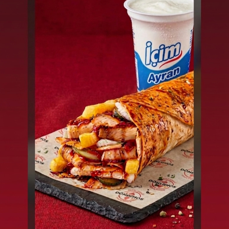 Tavuk Döner Medium Dürüm+Ayran