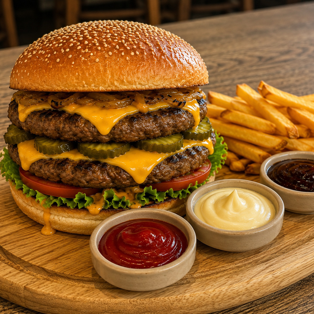 Double Köz Patlıcanlı Burger Menü