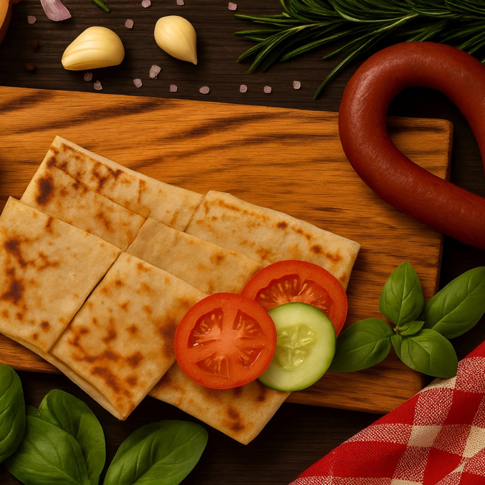Közde Sebzeli Sucuklu Kaşarlı Gözleme