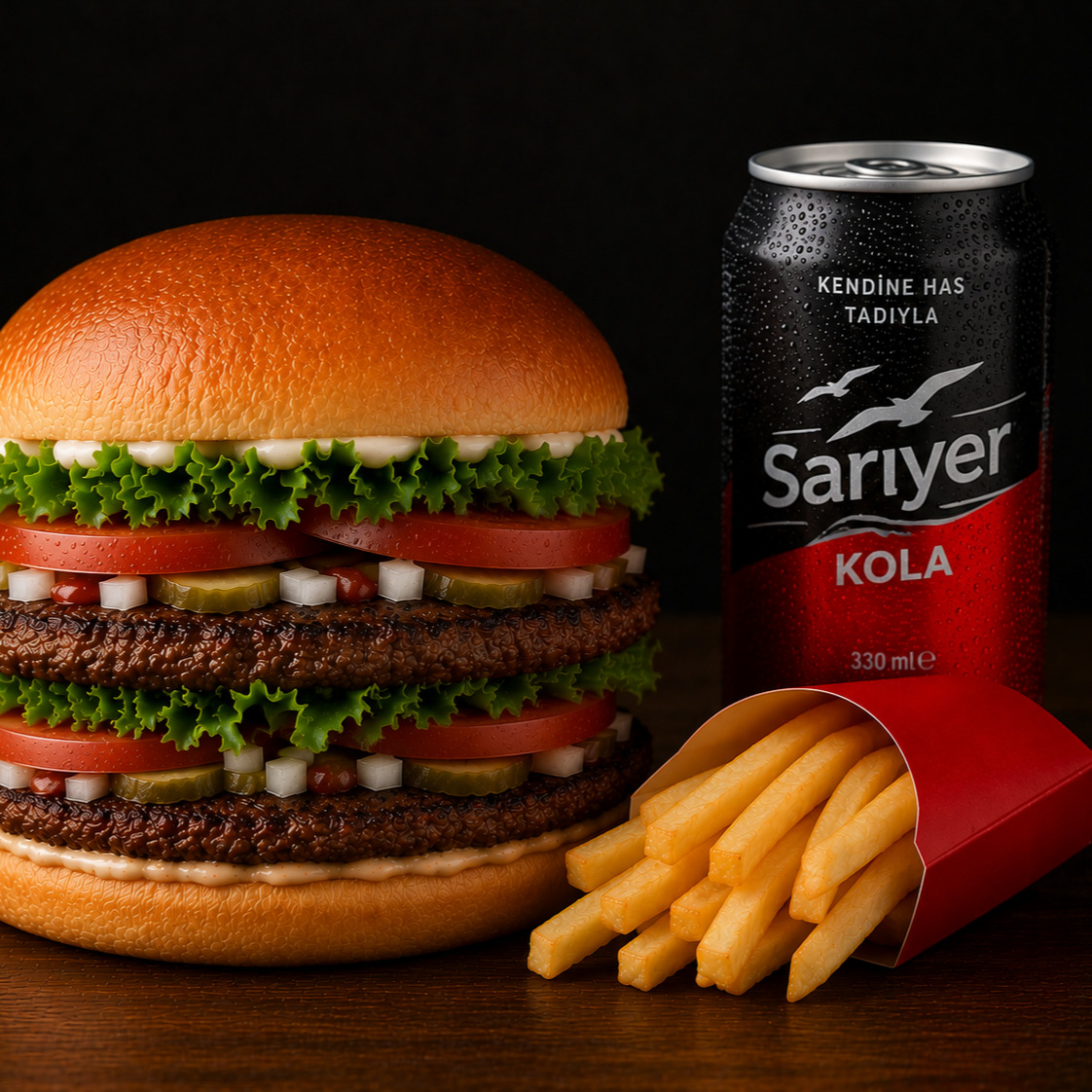 Çift Dana Burger+Sarıyer cola