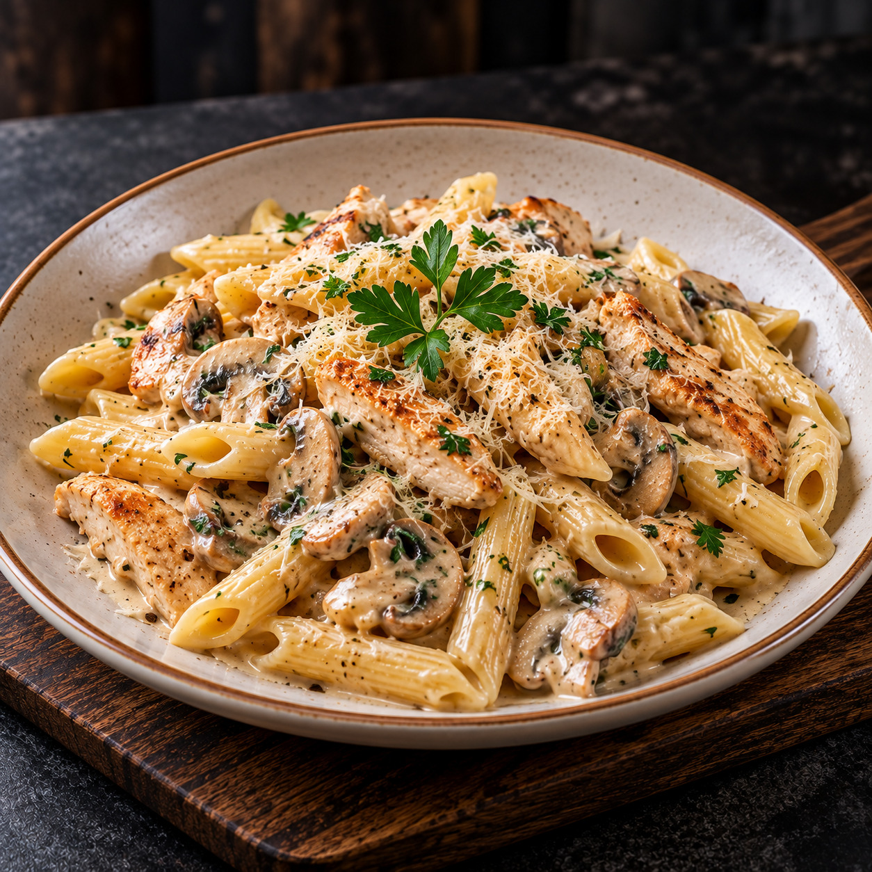 Penne Tavuk Mantar Krema