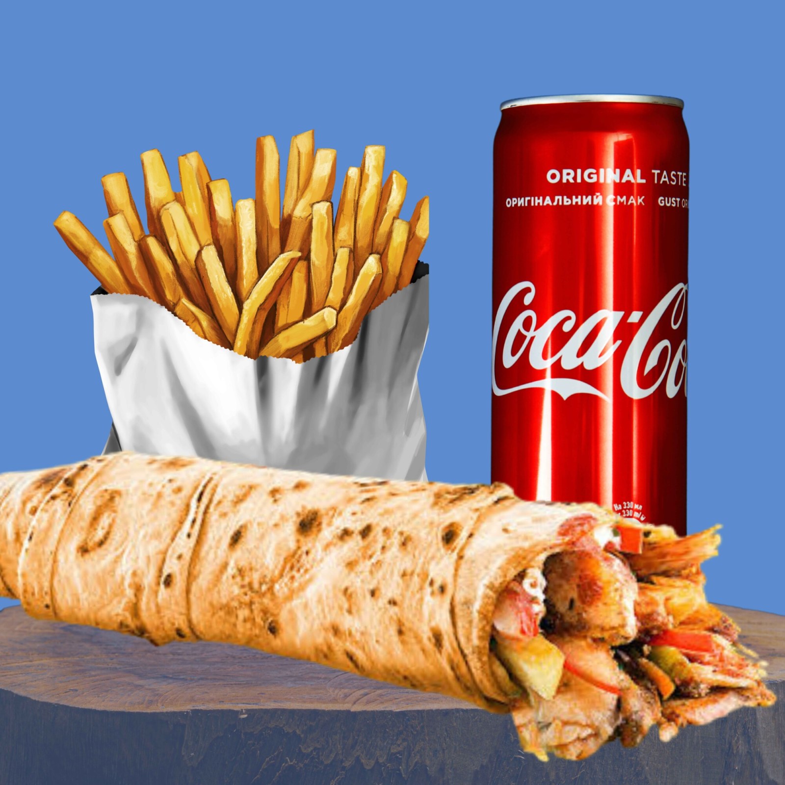 Large Menü + Coca-Cola ( 33 Cl.)