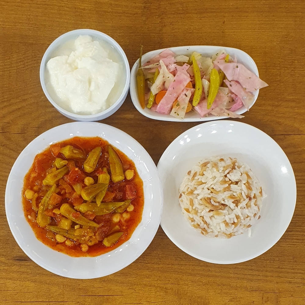 Bamya+Pilav+Yoğurt