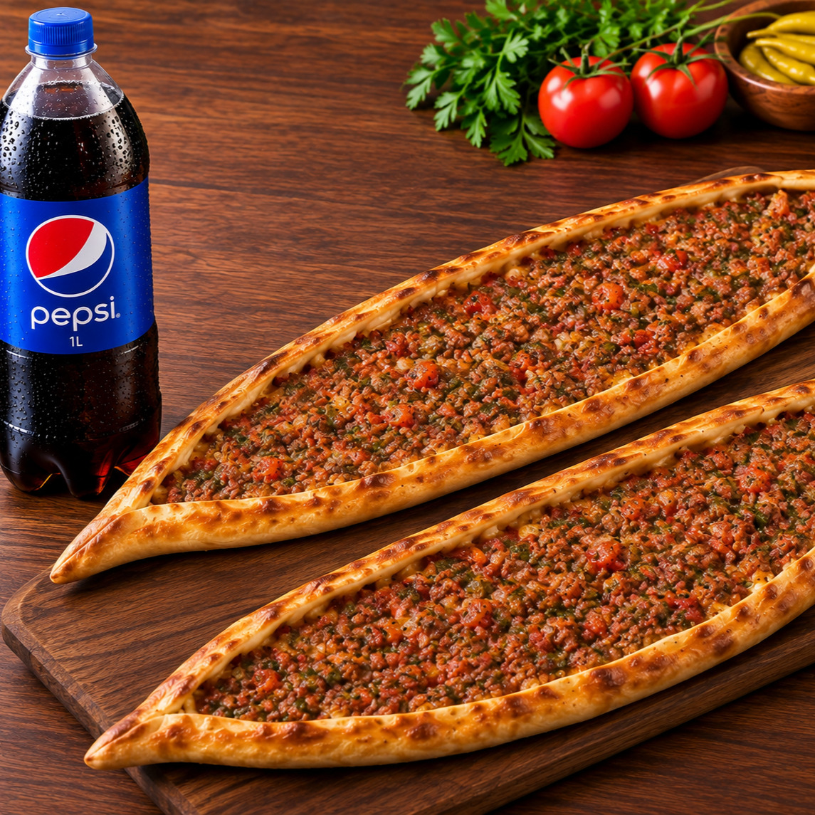🥩🥩2 Adet Kıymalı Pide + Kola (1 L)