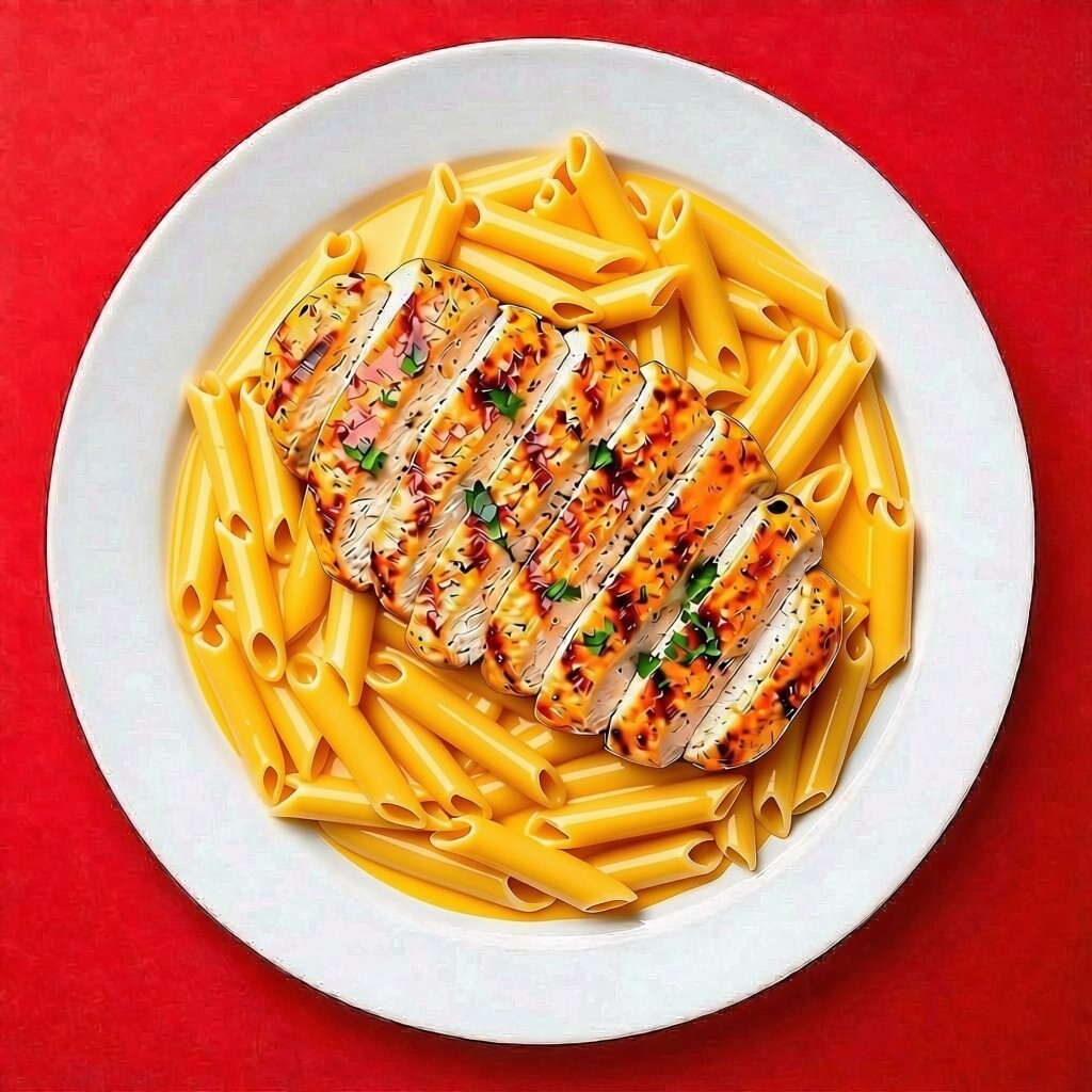 Cheddar Soslu Makarna ve Izgara Tavuk