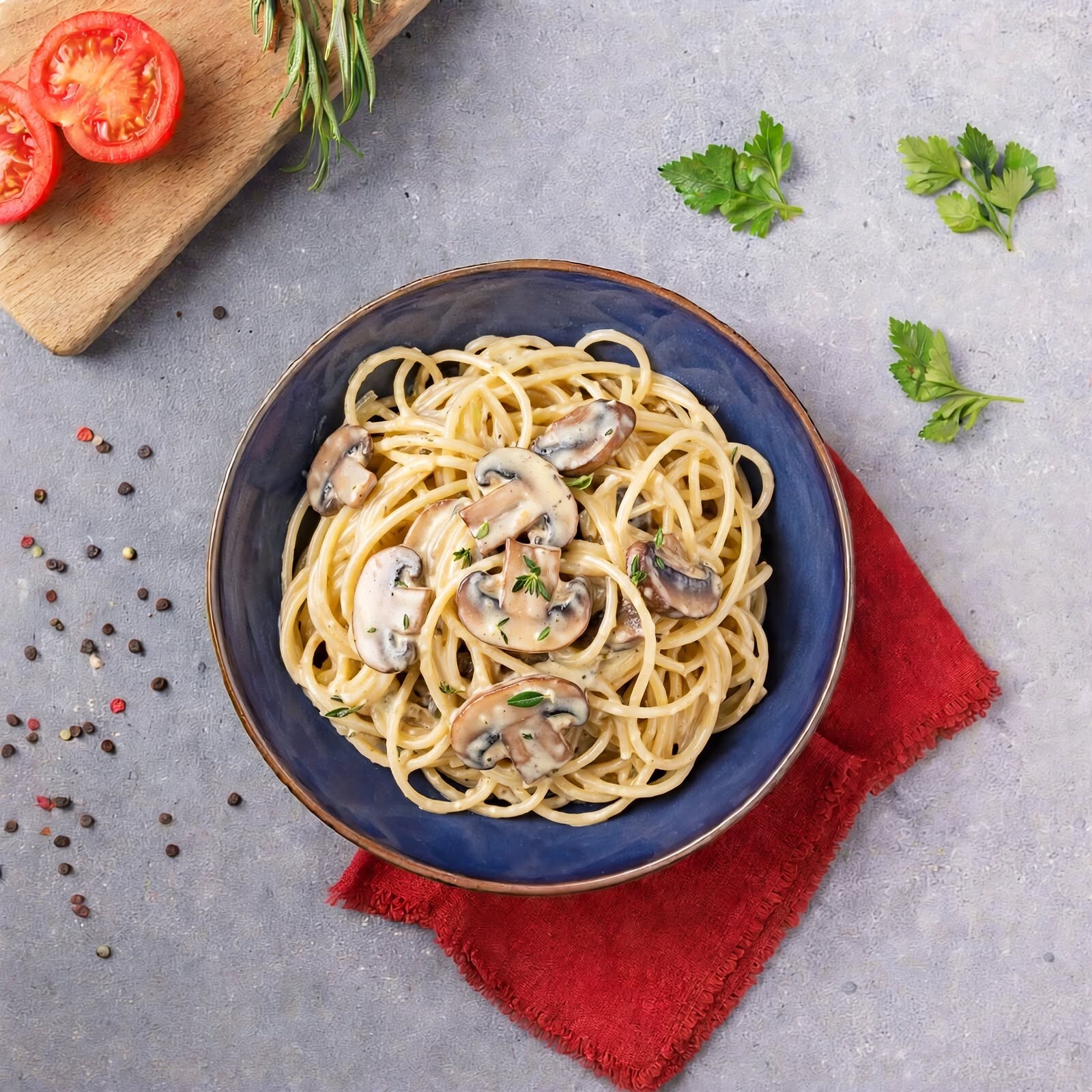 Spagetti Kremalı Mantarlı