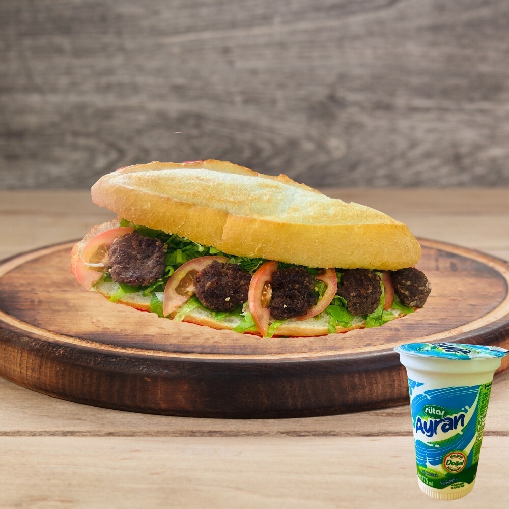 Tam Ekmek Kasap Köfte + Ayran Menü