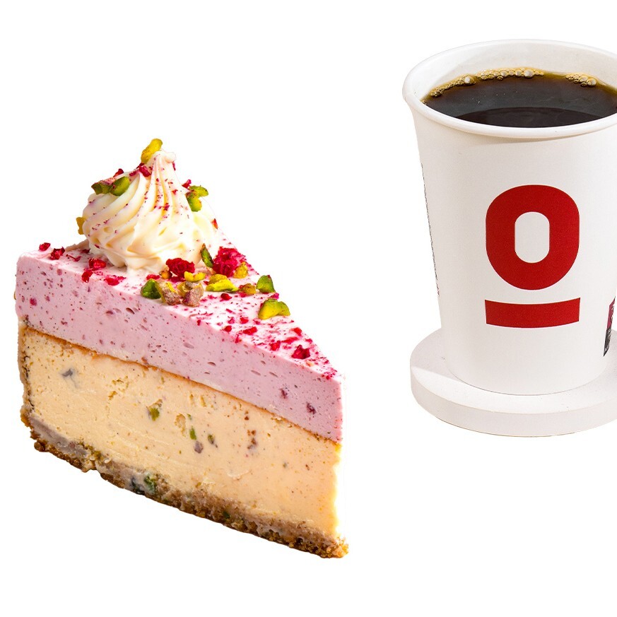 Frambuaz & Fıstıklı Cheesecake + Filtre Kahve Orta Boy