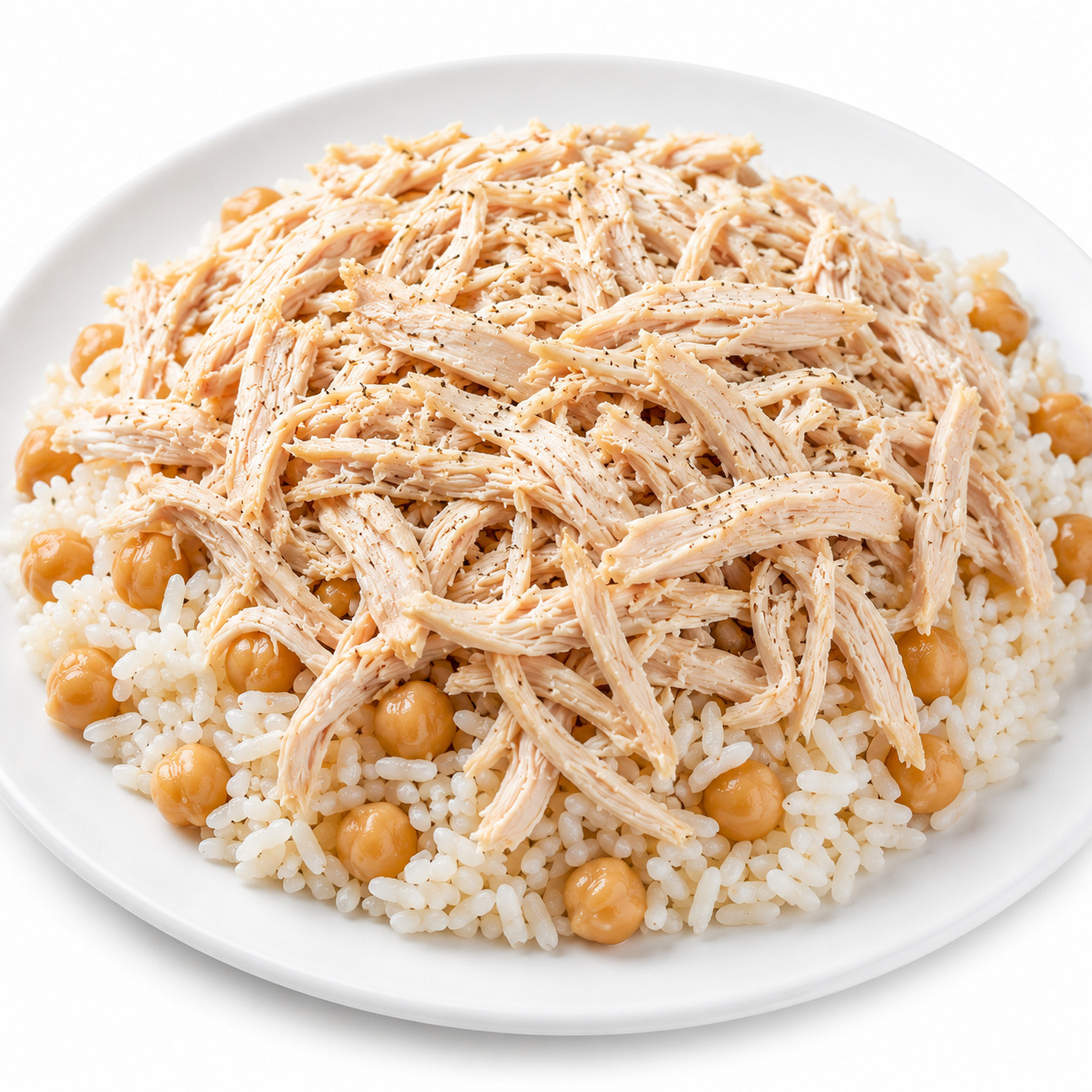 Rice tavuk Üstü 150 gr tiftik tavuk 250 gr treyaglı pilav 50 gr nohut