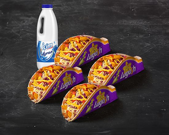 Ateşli Doritoslu Taco (Dörtlü) Çiğ Köfte Menü