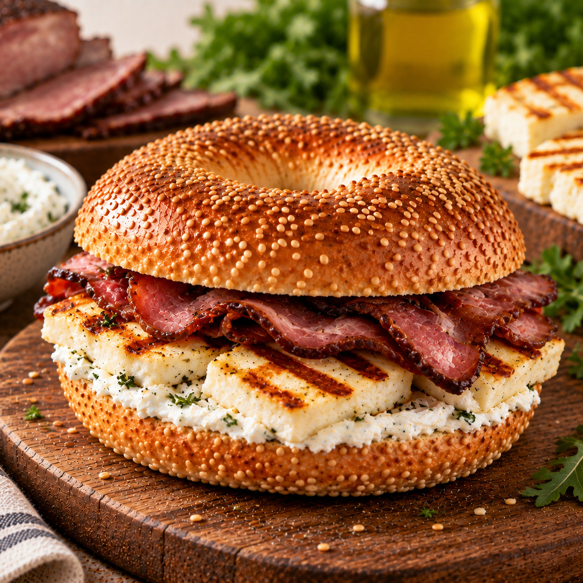 Hellim Peynirli Bagel Sandviç
