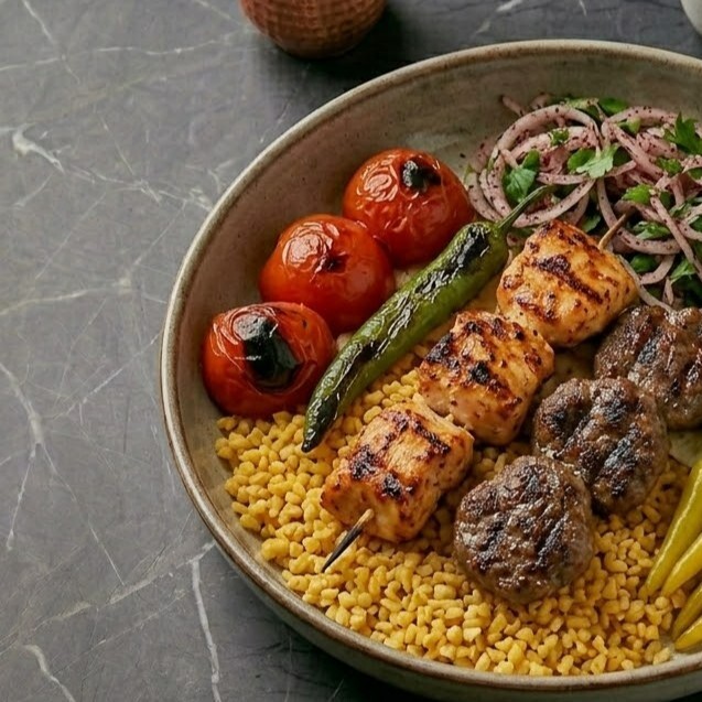 Köfte Tavuk Karışık Izgara+Bulgur Pilavı+Ayran