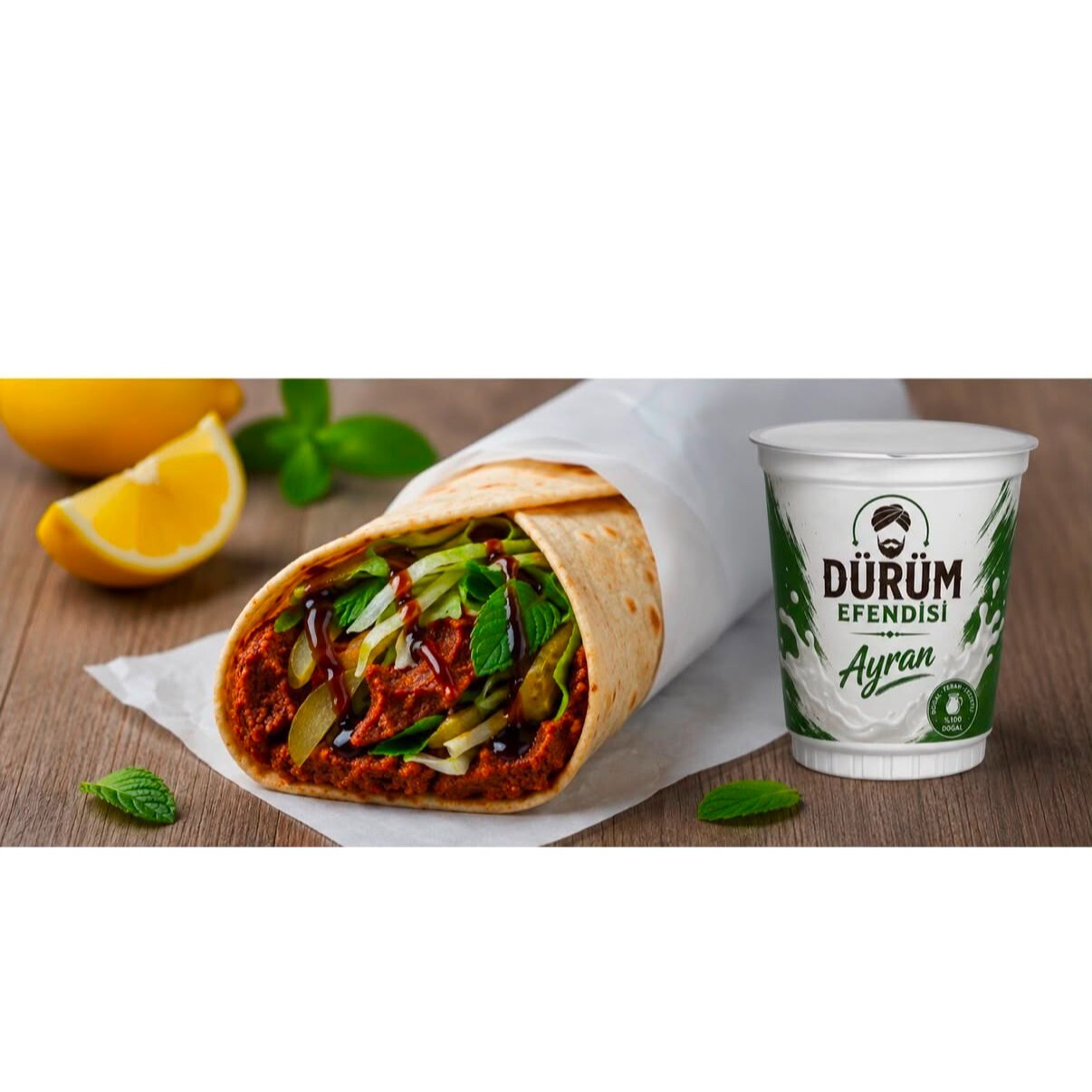 Efendi Çiğ Köfte Dürüm Menü (160 Gr) (160 Gr Çiğ Köfte Dürüm + 17 Cl Ayran)