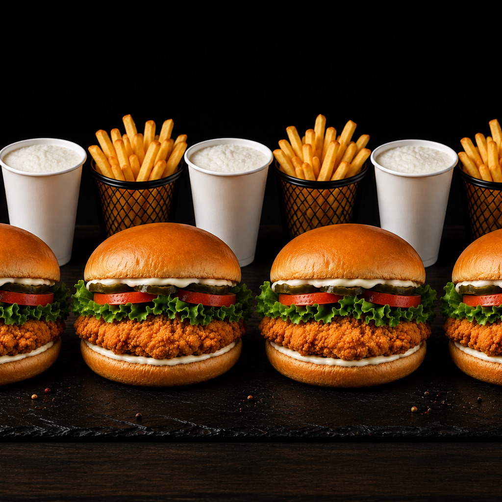 4'lü Tavuk Burger Menü (90 Gr.)