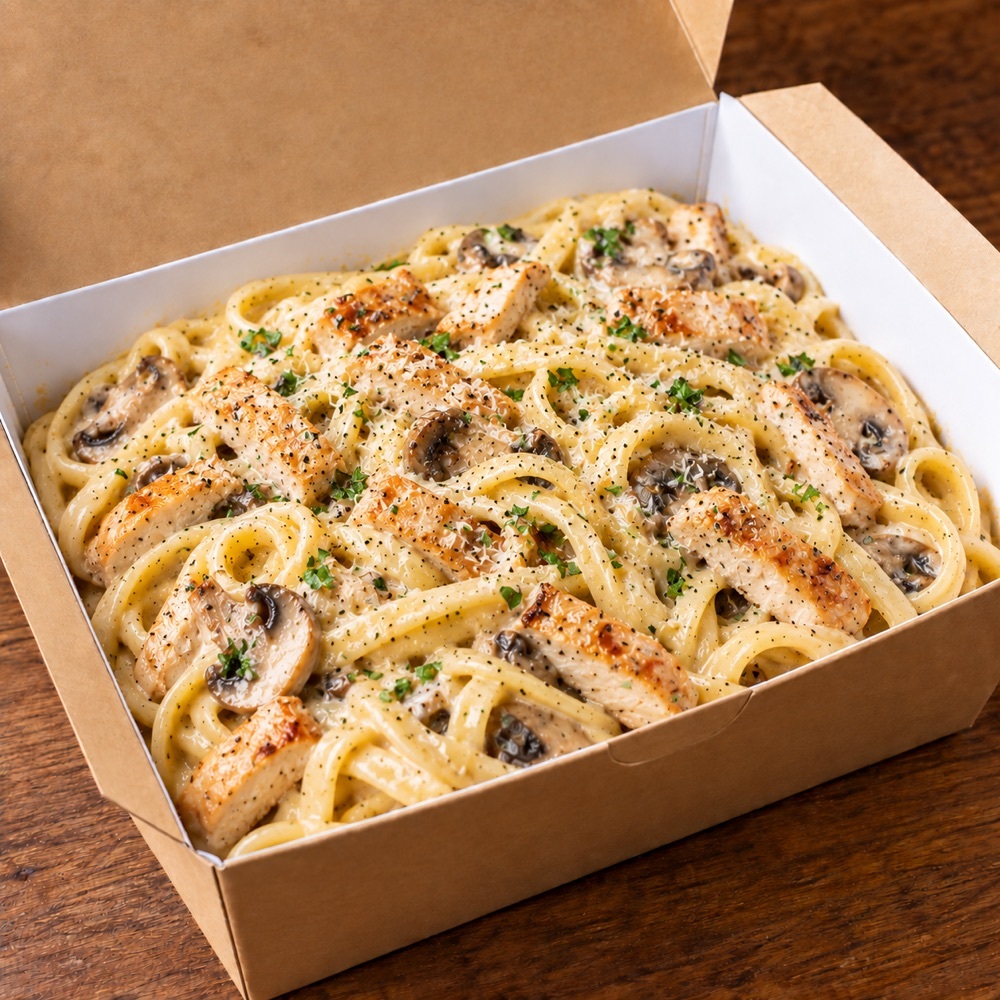 Izgara Tavuklu Mantarlı Fettuccine Alfredo