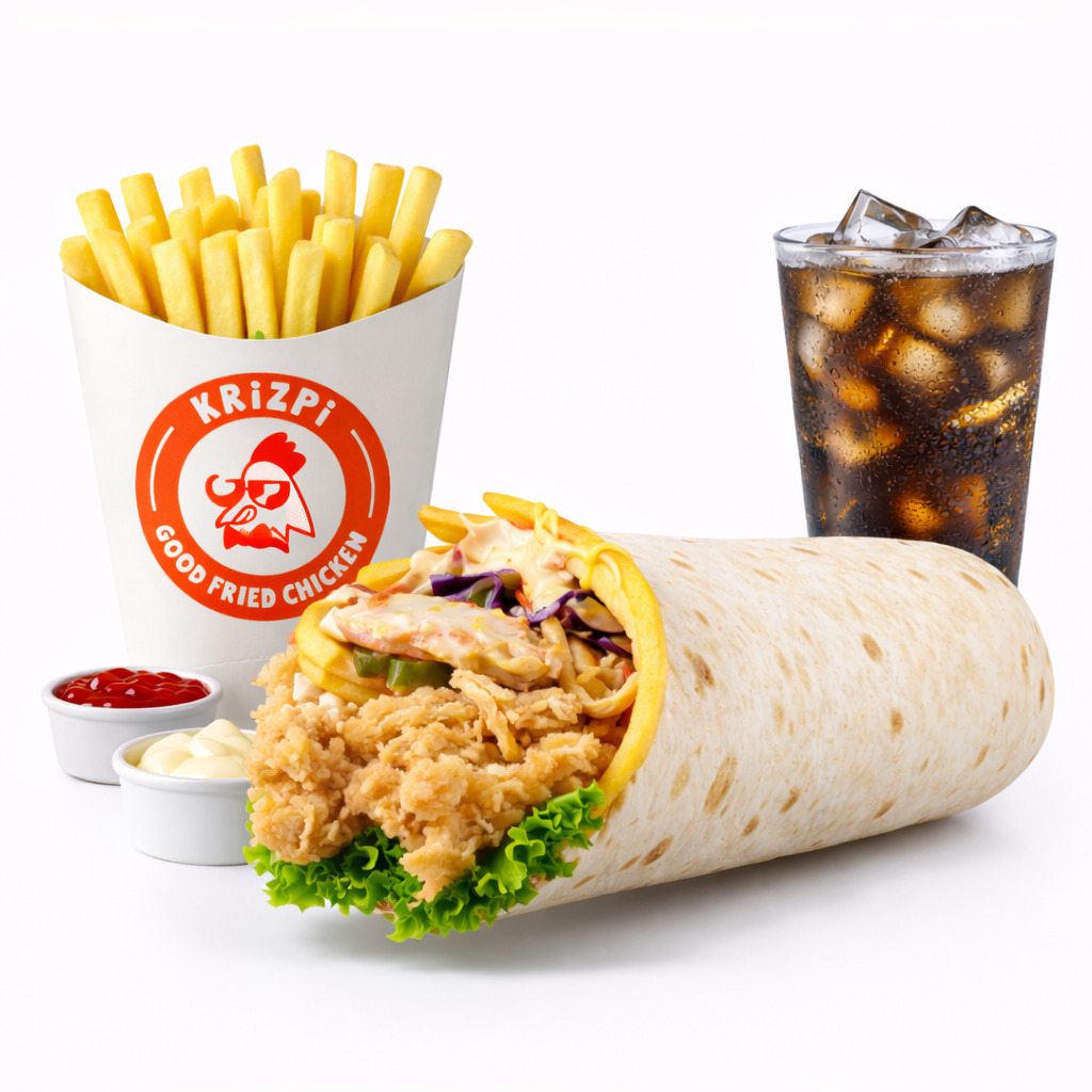 African Wrap + İçecek + Patates Kızartması + 2 Adet Sos
