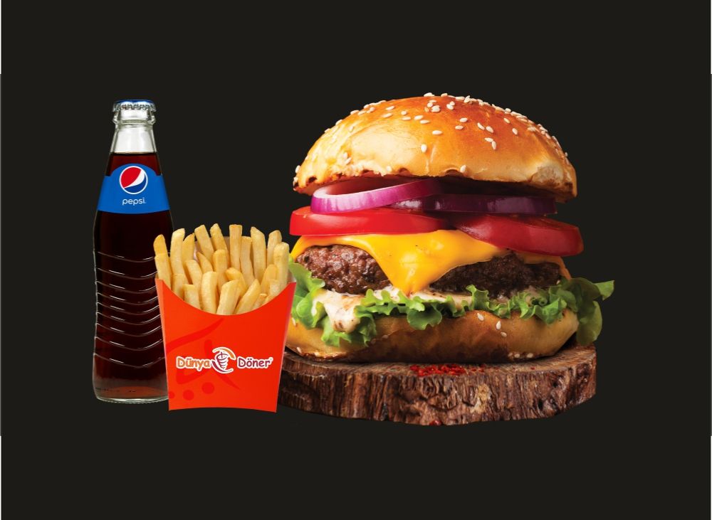 1 Ad Dana Burger (90 g) + 1 Ad Tavuk Burger (90 g) + 2 Kola + 1 Cips