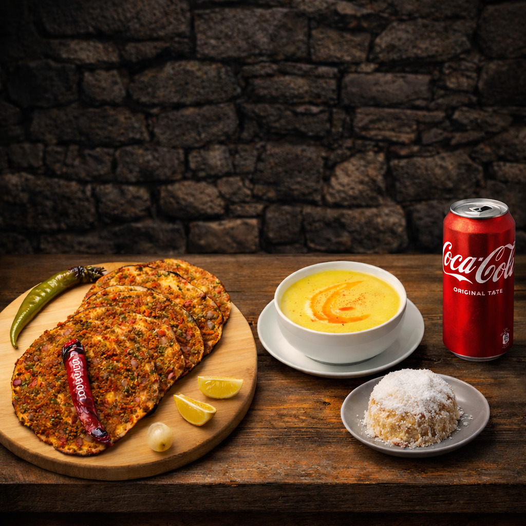 Adana Lahmacun + Tatlı + Çorbalı Menü