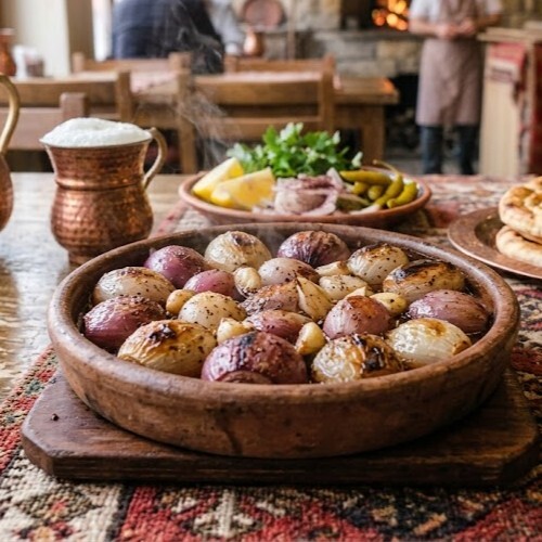 Kiremitte Soğan Sarımsak Köz