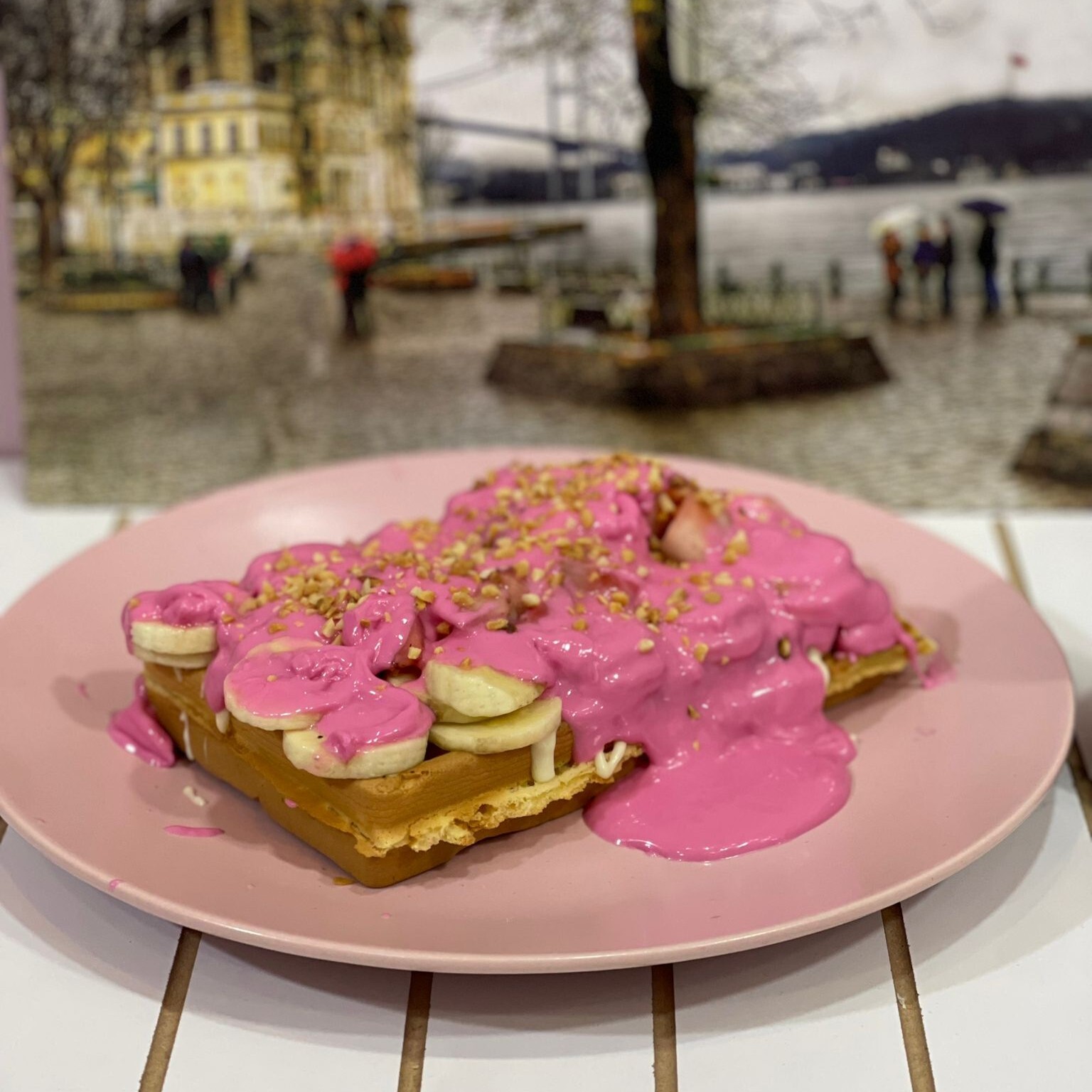 Frambuaz Muz Çilek Waffle (Büyük)
