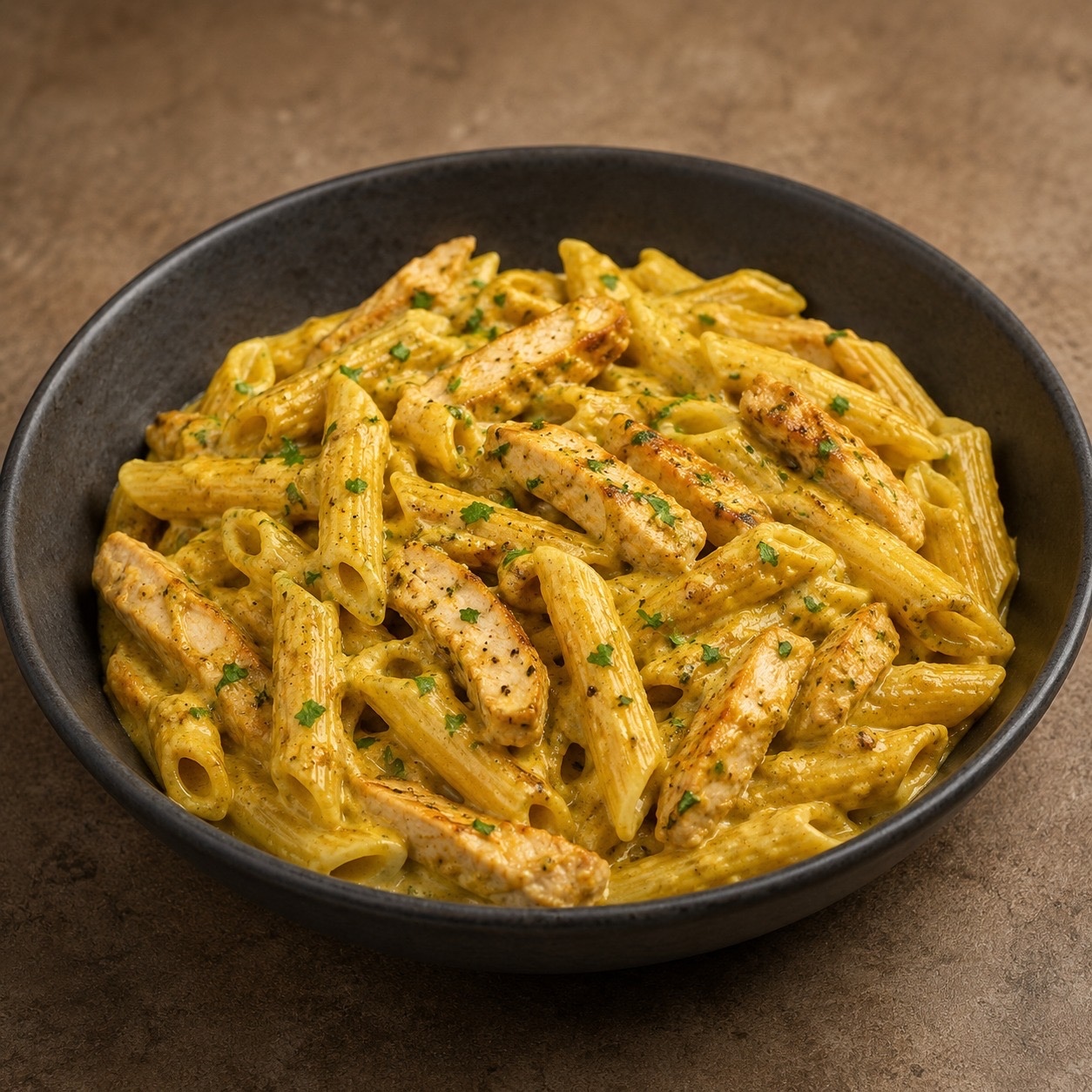 Köri Soslu Tavuklu Penne