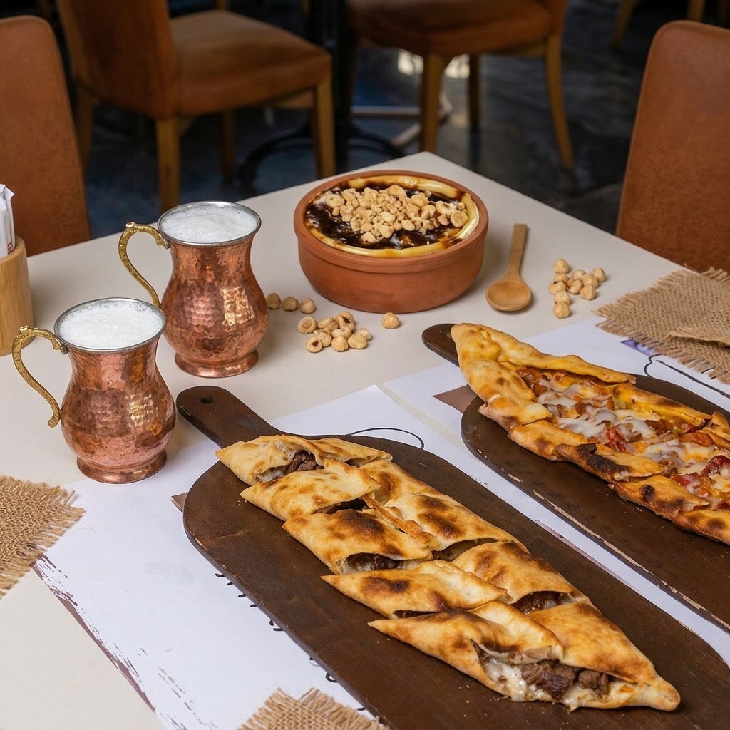 5. Menü (1 Kavurma Kaşarlı Pide + 1 Sütlaç + 1 Ayran (30 cl))