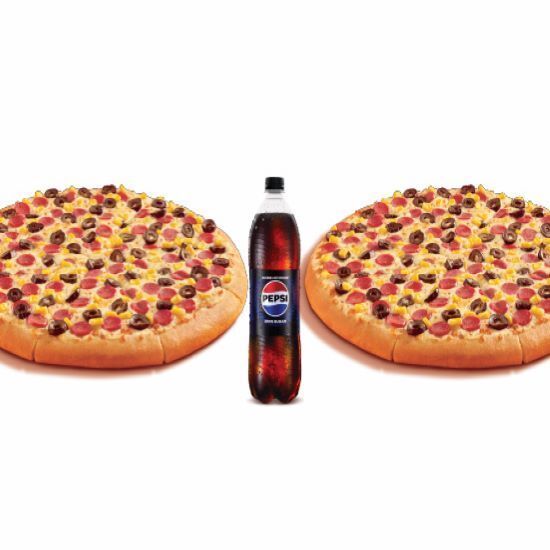 2 Adet Orta Boy Pizza + İçecek (1 L)