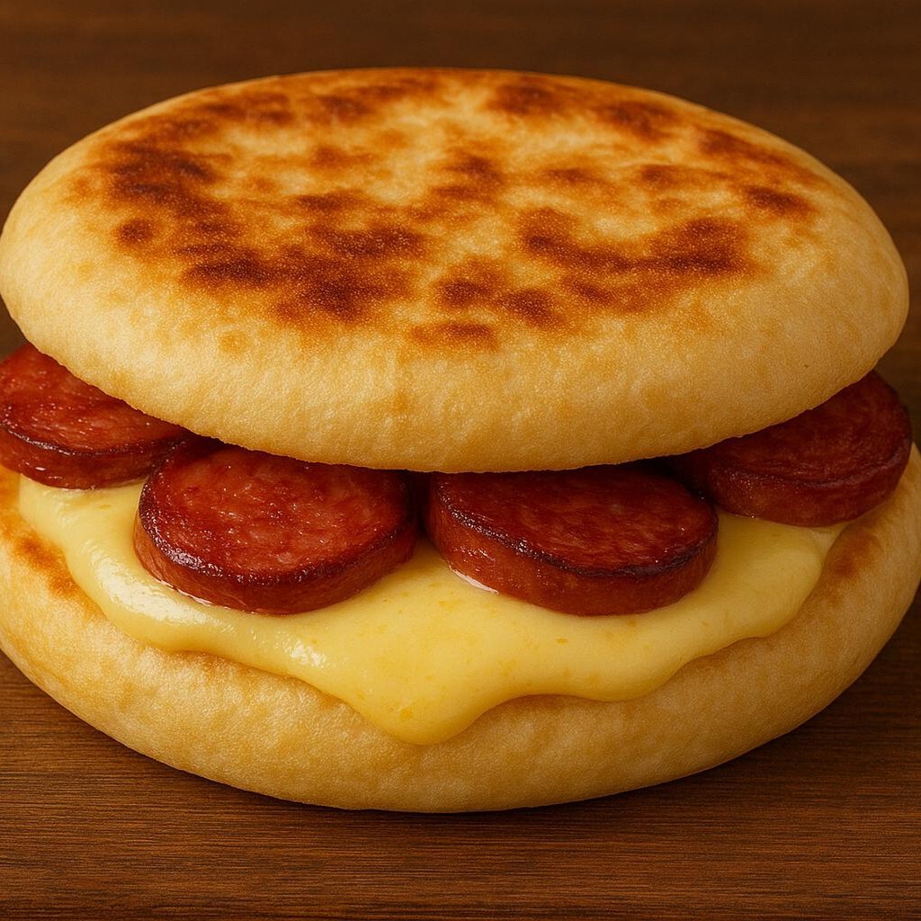 Kaşarlı Sucuklu Bazlama Tost