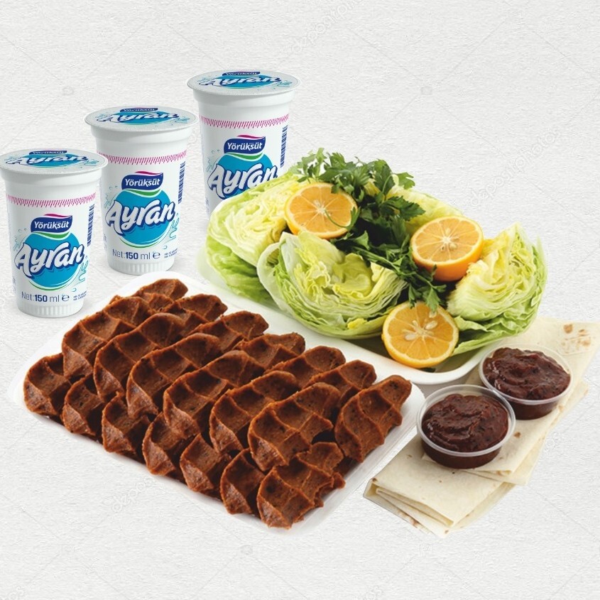 Tam Porsiyon Çiğ Köfte (500 gr Çiğ Köfte) + 3 Ayran (3*170 gr)