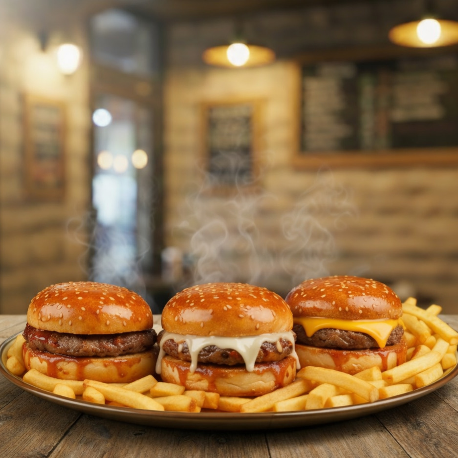 3'lü Mix Islak Hamburger Menü