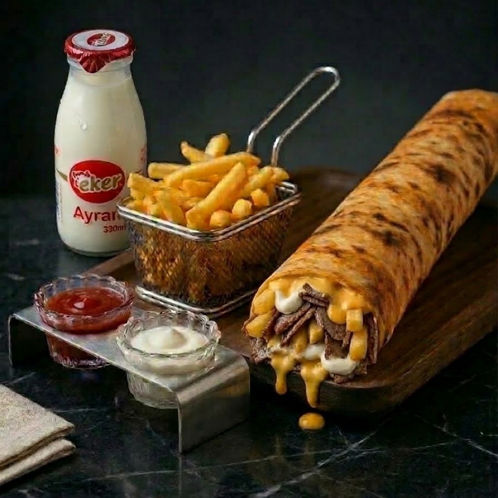 Et Dürüm Cheddarlı Ayranlı Menü ( 150 Gr )