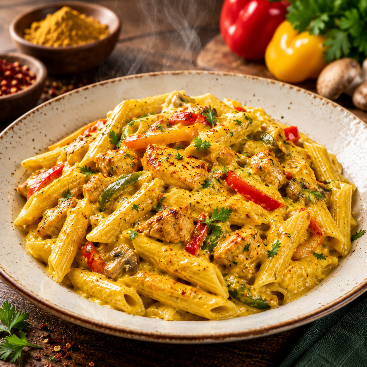 Köri Soslu Penne