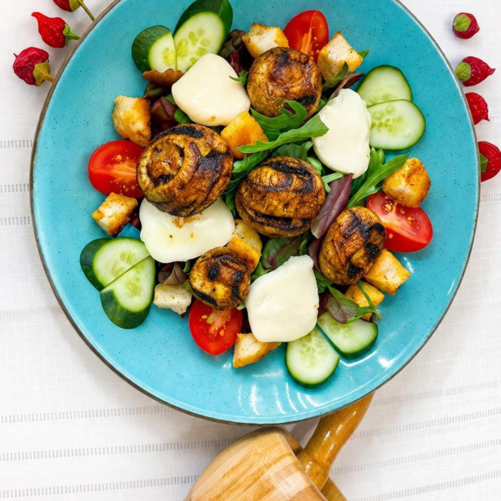 Mozarellalı Izgara Mantar Salata