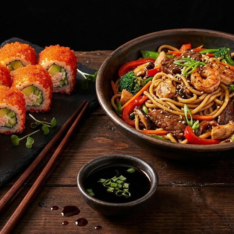 California Roll + Singapur Noodle + 1 Coca Cola 330 ml