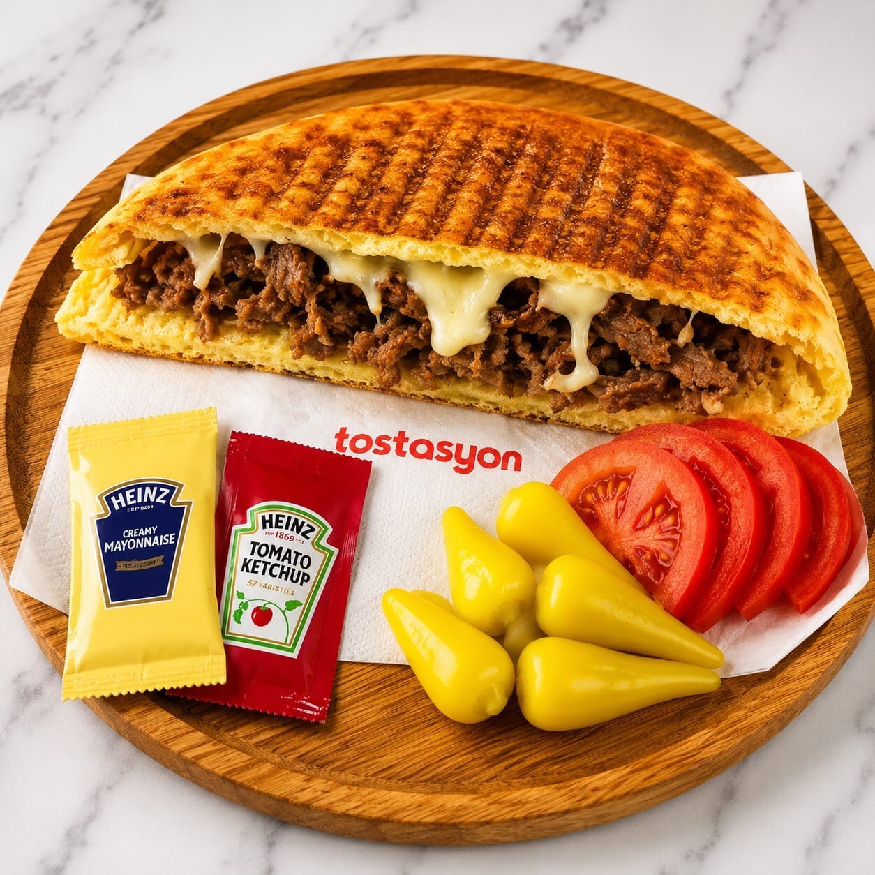Bazlama Kavurmalı Kaşarlı Tost