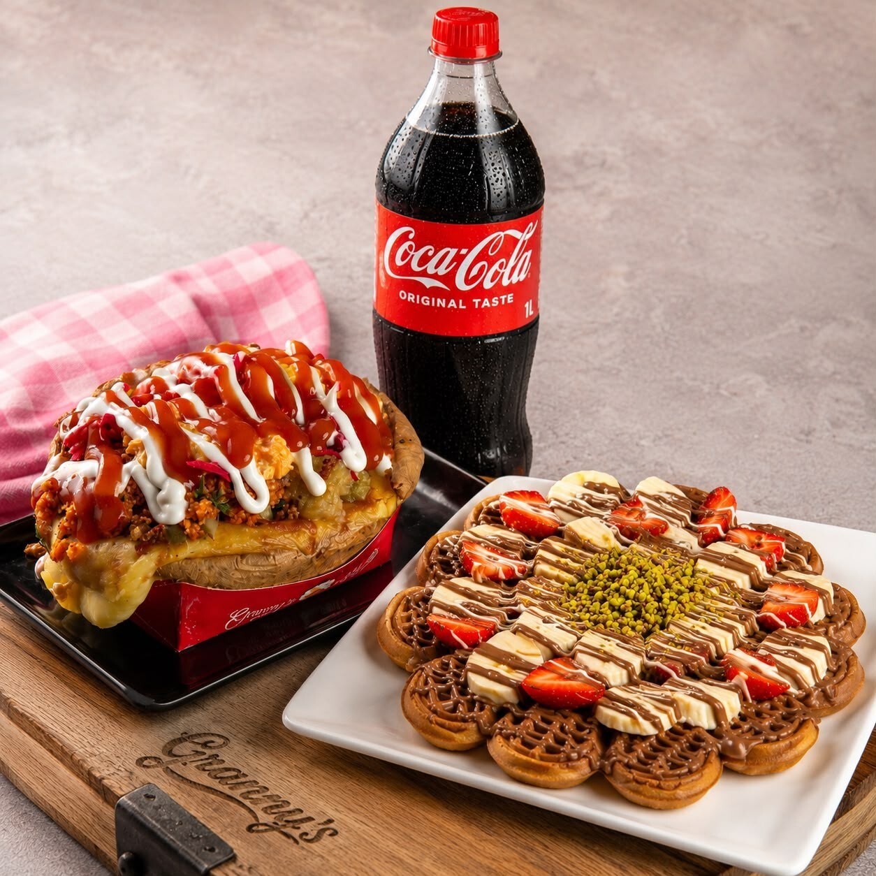 Kumpir + Waffle + 1 Litre Coca-Cola