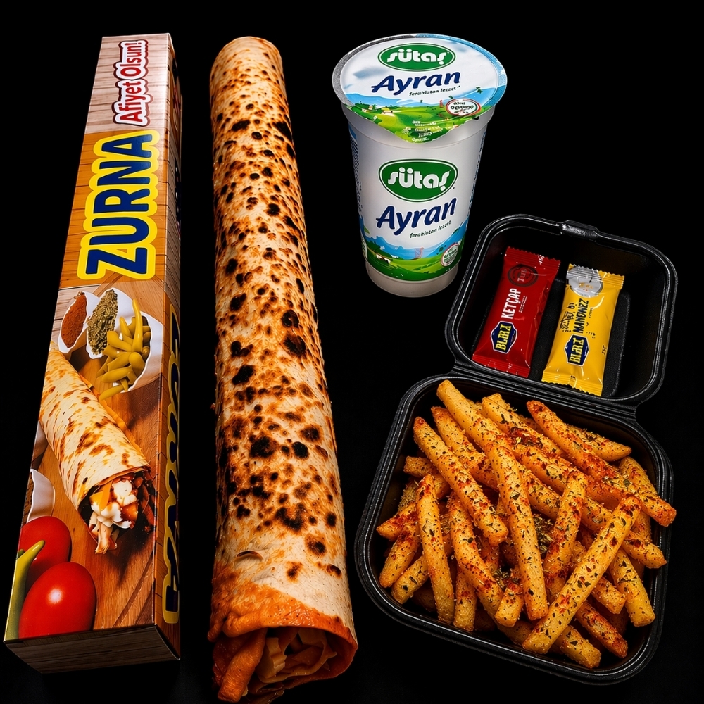Zurna Tavuk Döner Dürüm Menü 1