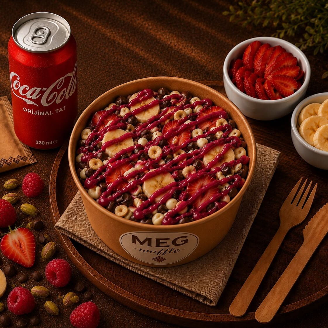 Meg Waffle Frambuaz + Coca Cola Menü
