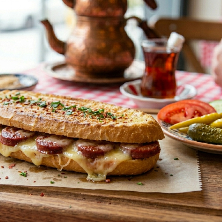 Yarım Ekmek Sucuklu Tost