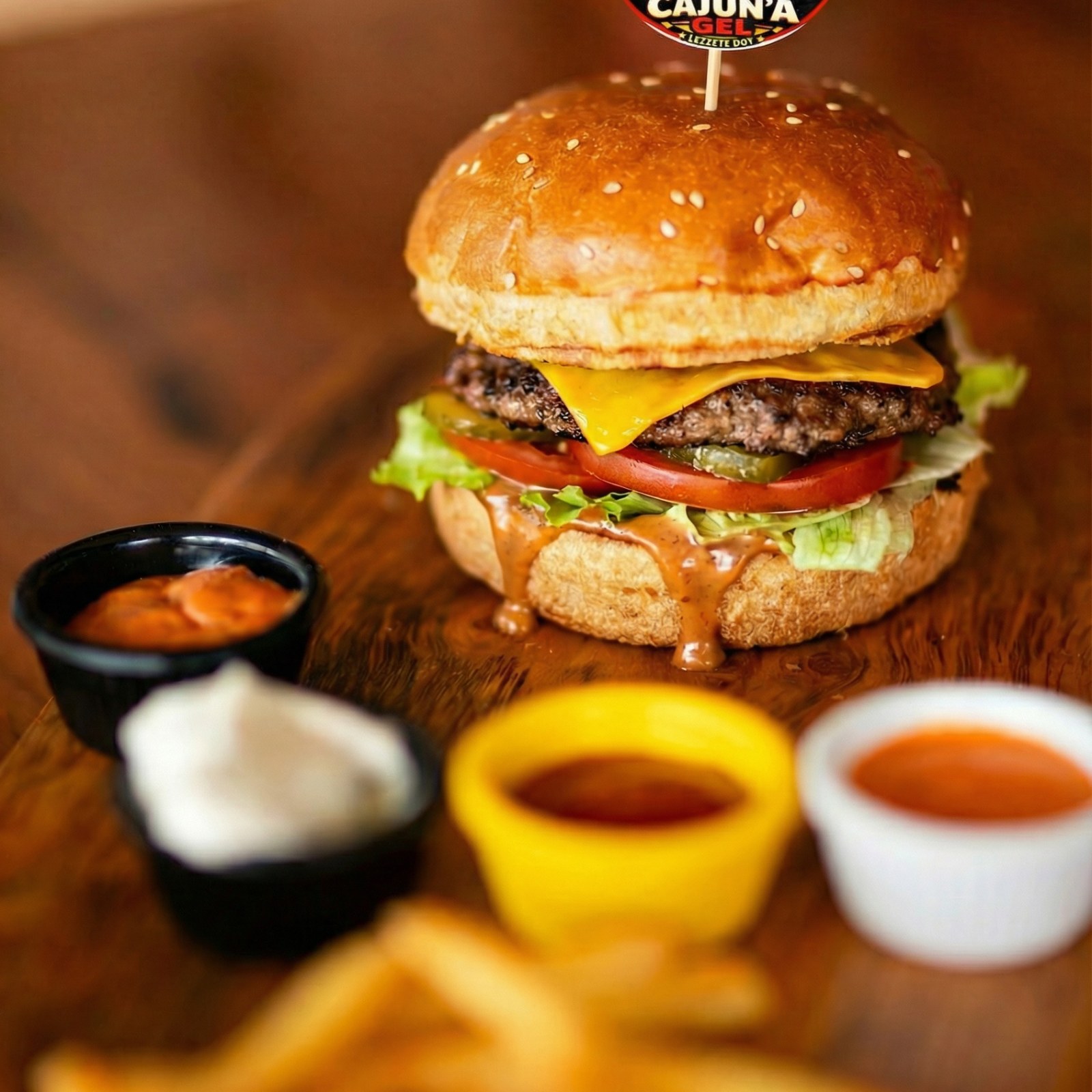 Cheddar Fondue Burger