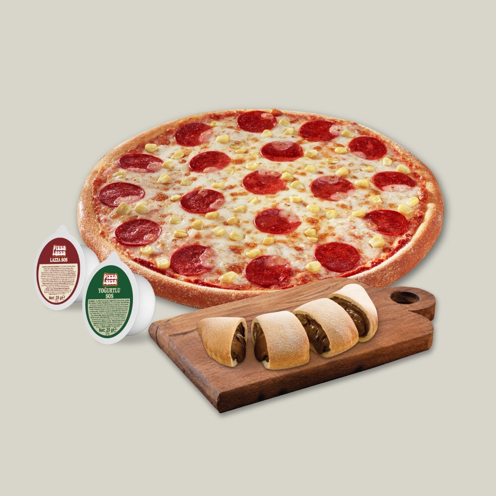 Büyük Boy Pizza + Lazza Menü